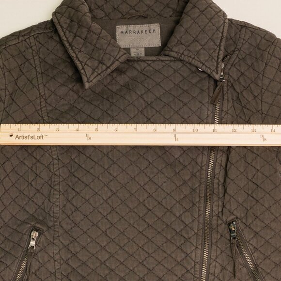 MARRAKECH - Black Quilted Moto Jacket - Full Zip - Size XS Womens - Picture 11 of 15
